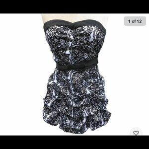 Emerald Sundae Bubble Mini Strapless Formal Dress Black Sexy Siweetheart sz 7 Jr